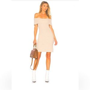 🐪🎁NWOT Sexy BB Dakota Porter Off-the-Shoulder Rib Knit Dress in Camel 🎁🐪